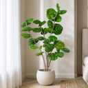 Keeplush Faux Fiddle Leaf Fig Tree, 5 Ft Artificial Ficus Audrey Plant with Realist Aerial Roots, Fake Plant in Pot Indoor for Living Room, House Office, Bedroom Decor