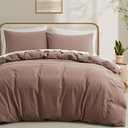 Lovque Duvet Cover Set Queen Size Bedding Sheets Duvet Cover + 2 Pillow Case Brown