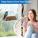 Window Bird Feeders with Strong Suction Cup, No Drill Hanging Wild Bird House - 2 Way Mount (Stick or Hang) for Close Bird Watching, Outdoor Use on Glass, Balcony, Apartment (Triangle, Clear)