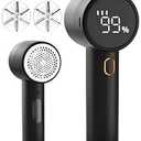 Fabric Shaver, 2 in 1 Rechargeable Sweater Shaver with Lint Roller, Magnetic Cap, Digital Display, 2 Extra Blades, Defuzzer for Clothing Furniture Couch (Iovry)