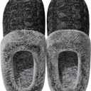 shoeslocker Womens Memory Foam Fuzzy Slippers Knitted House Slippers for Women Comfy Slip-On Warm House Shoes (M)