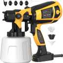 Paint Sprayer 1000W High Power Electric Spray Paint Gun with Adjustable Spray Width Knob,1400ML Container,4 Nozzles & 3 Patterns,Easy to Clean for Furniture Cabinets House Painting Black Yellow
