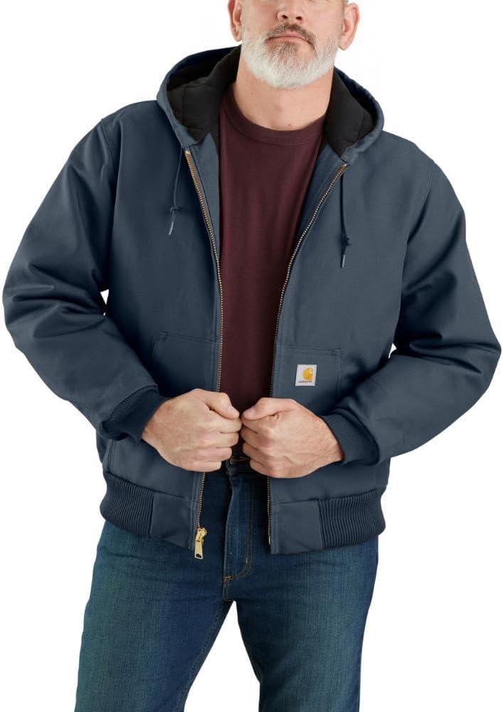 Carhartt Men's J140 Loose Fit Firm Duck Insulated Flannel-Lined Active Jac (X-Large, Dark Navy)