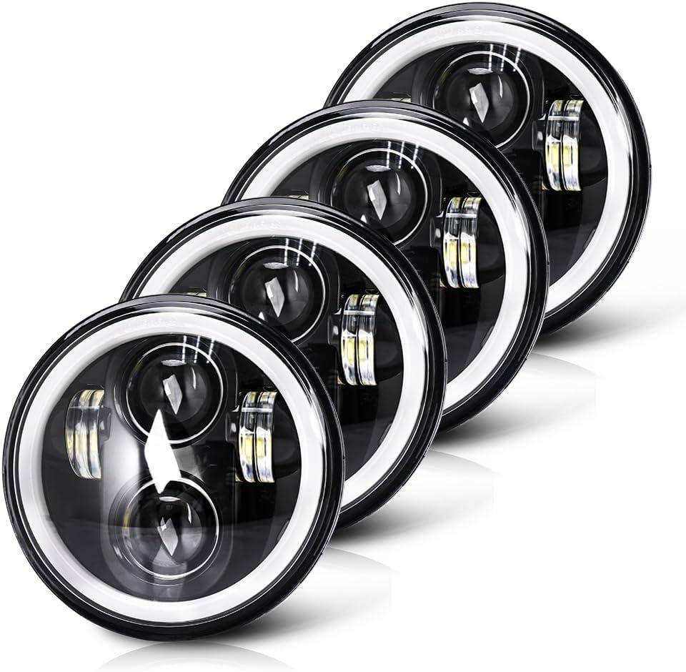 4pcs 5 3/4" 5.75 LED Headlights with High Low Beam Amber turn signal White DRL, 5 3/4 led headlight Halo Ring