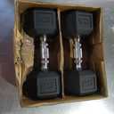 CAP Barbell 25 LB Rubber Coated Hex Dumbbell Hand Weight - Pair | Chrome Handle