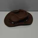 Kids Western Cowboy Hat Wide Brim with Band Wool Felt Vintage Jazz Fedora Cowgirl Hats for 3-7 Years Boys Girls (Brown)