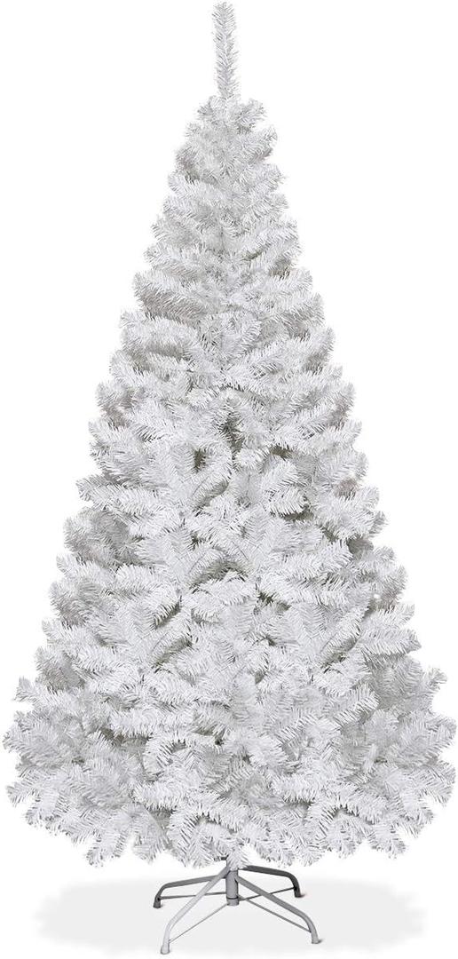 GOFLAME 5FT Artificial White Christmas Tree Home Holiday Dcor, Metal Stand PVC Material 350 Branches Indoor Decoration, Easy Assembly