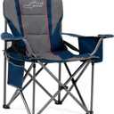 FAIR WIND Oversized Fully Padded Camping Chair with Lumbar Support, Heavy Duty Quad Fold Arm Chair with Cooler Bag - Support 450 LBSBlue (Single Pack)