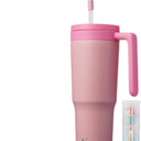 Insulated Tumbler with Handle and Straw, 40 OZ Vacuum Stainless Steel Water Bottle Travel Mug Metal Cup with Fruit Diffuser