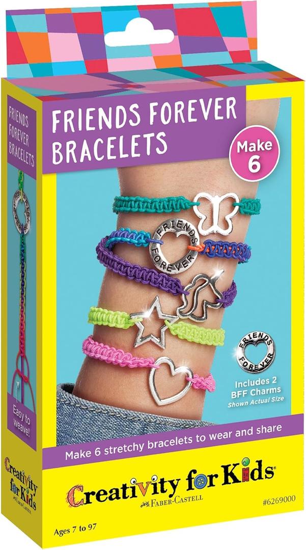 Creativity for Kids Friends Forever Bracelet Craft Kit - Create DIY 6 Friendship Charm Bracelets - Complete Kids Jewelry Kit | Easter Basket Stuffers (Ages 7+)
