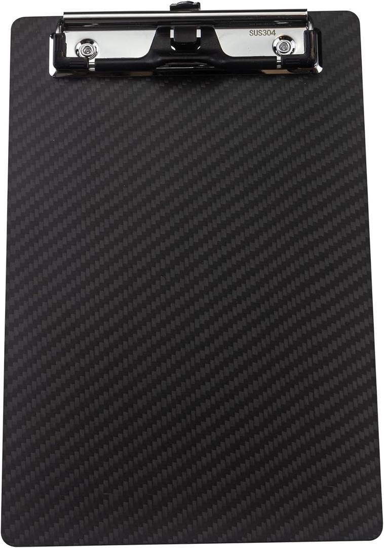 Carbon Fiber Memo Clipboard with Pen Holder,Small Clip Boards 6x9 with 304 Low Profile Clip,Mini Clipboards A5 Half Letter Size for Home,Restaurants,Offices,Schools,Hospitals,Factory