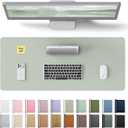 YSAGi Leather Desk Protector, Office Mat, Large Mouse Mat, Non-Slip PU Leather Blotter, Laptop Pad, Waterproof Writing Pad for Office and Home (Grayish Green, 23.6" x 13.8")