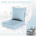 Outdoor Seat Cushion Set 22 L 24 W 5 H Inch Waterproof & Fade Resistant Patio Furniture Cushions with Removable Cover with Handle and Straps for Sofa Chairs, Chairs, Sky Blue