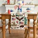 Artoid Mode American Flag Map Eagle 210 GSM 4th of July Table Runner, Memorial Day Kitchen Dining Table Decoration for Home Party Decor 13x108 Inch