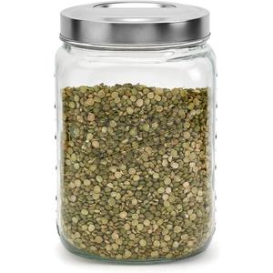 Mason Craft & More Airtight Kitchen Food Storage Clear Glass Pop Up Lid Canister, Large 3.6 Liter Pop Up Canister