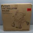 Walkers for Seniors with Seat, 2 in 1 Rollator Walker & Transport Chair with Reversible Backrest & Detachable Footrests, Folding Wheelchair with 8" Anti-Slip PU Wheels, Red