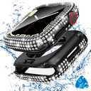 Tensea [2 in 1 for Waterproof Apple Watch Screen Protector Case 40mm SE 3/SE 2nd Generation/SE/Series 6/5/4 Accessories, 360 iWatch Diamond Front Bumper with Glass, Bling Face Cover Women, 40 mm (Black)