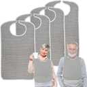 Pozico Adult Bibs for Eating Women/Men/elderly Washable,Waterproof, Clothing Protectors & Adult Bibs with Debris Trap (4 Grey)
