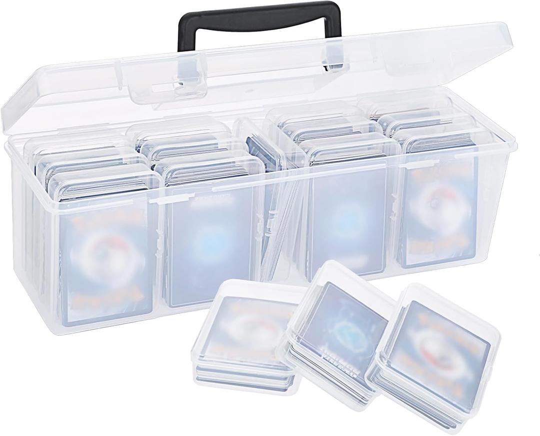 OwnMy 1+13 Plastic Trading Card Storage Box Plastic Card Storage Case Holds 900+, Large Trading Cards Organizer Box for Baseball Football Sports MTG TCG Cards