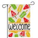 FUYUCHEN Summer House Flag 28x40 Inch Double Sided Outside Hello Sunshine Colorful Popsicles Large Burlap Flag Yard Outdoor Welcome Holiday Seasonal Decoration