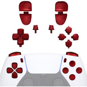 eXtremeRate Replacement D-pad R1 L1 R2 L2 Triggers Share Options Face Buttons, Scarlet Red Full Set Buttons Compatible with ps5 Controller BDM-030 BDM-040 BDM-050 BDM-060 - Controller NOT Included