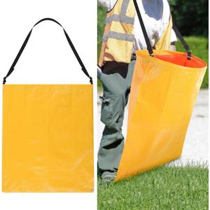 Faccito Litter Bag with Shoulder Strap Trash Pickup Bag Holder Lawn Leaf Chute Vinyl 4.45 Cubic Feet No Bending Portable Trash Picker Grabber for Patio Yard Garden Wear Gloves When Assembling(Yellow)