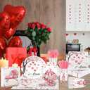 Pink Valentines Day Decorations Galentines Day Plates and Napkins Sets Heart Love Disposable Tableware for Birthday Baby Shower Engagements Weddings Anniversary Party Serves 24
