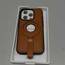 for iPhone 15 Pro Leather Case with Stand, Anti-Slip Grip Ring, Fits for MagSafe (Brown, IP 15 Pro-6.1inch)