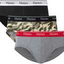 Hanes Originals Stretch Cotton Briefs Pack, Moisture-Wicking Underwear for Men, 3-Pack (Large, Black/Concrete Heather/Camo)