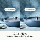 Redchef Nonstick Ceramic Pans, 4-Piece Deep Ceramic Frying Pan with Lid, 8" 9.5" 11" Deep Frying Pan, Egg Frying Pans Suitable for All Stovetops, PFAS & PTFE & PFOA Free, Dishwasher & Oven Safe, Blue