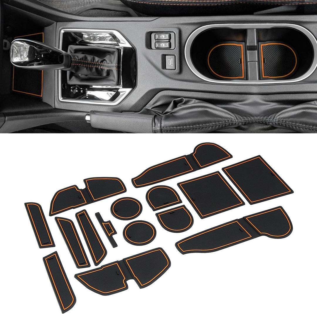 Cup Holder Inserts for Subaru Crosstrek Accessories 2023 2022 2021 2020 2019 2018, for Subaru Impreza 2017-2023 Center Console Mat Non-Slip Door Pocket Liners (15pc, Orange)