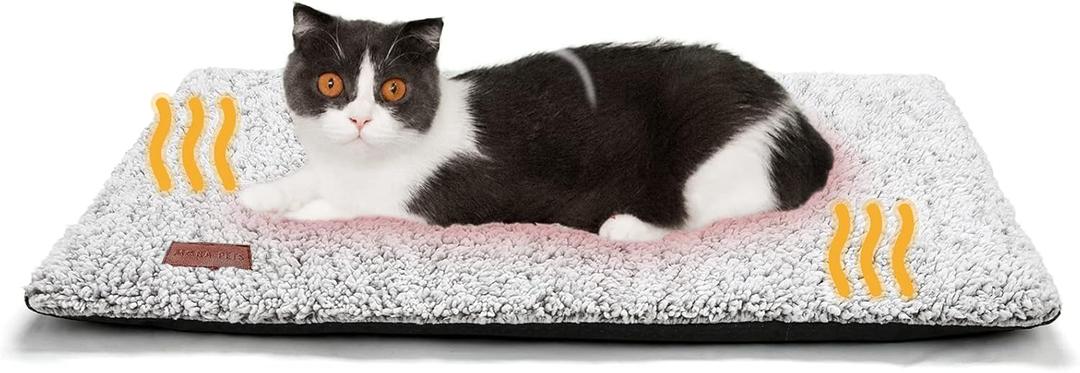 Self Warming Cat Bed Self Heating Cat Dog Mat 24 x 18 inch Extra Warm Thermal Pet Pad for Indoor Outdoor Pets with Removable Cover Non-Slip Bottom Washable Non Electric (A-Light Gray)