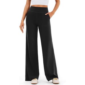 Women's High Waist Wide Leg Yoga Pants, 32" Inseam Stretchy Casual Workout Trousers for Yoga, Lounge & Travel