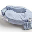 My Brest Friend Original Nursing Pillow Enhanced Ergonomics Essential Breastfeeding Pillow Support For Mom & Baby W/ Convenient Side Pocket, Double Straps & Slipcover, Horizon