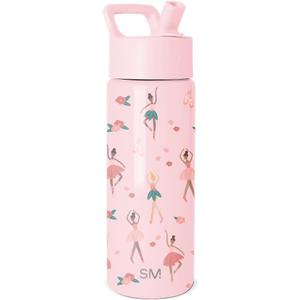 Simple Modern Kids Summit Water Bottle with Straw Lid | 18oz Stainless Steel Cup Insulated Tumbler for Toddlers, School | Pink Ballerina