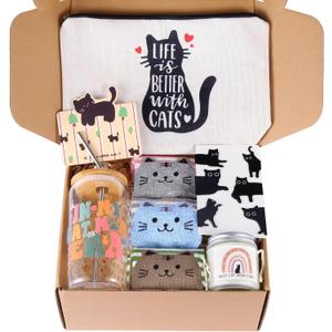 Cat Lover Gifts For Women, Cats Mom Gift Box For Christmas, Mother's Day, Birthday,Cute Cat Themed Gifts For Crazy Cats Lady, Women, Daughters