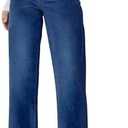 KDF Straight Leg Jeans for Women High Waisted Jeans Frayed Baggy Pants Raw Hem Loose Stretchy Cropped Wide Leg Jeans 12