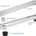 Offset Linear Shower Drain, Shower Drain 24 inch with Removable Grate Cover, Professional AISI 304 Stainless Steel Side Outlet Shower Floor Drain with Hair Catcher and Leveling Feet
