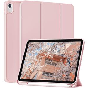 for New iPad (A16) 11th Generation Case 11 Inch 2025, iPad 10th Generation Case 2022 10.9 Inch with Pencil Holder, Trifold Stand with Soft TPU Back Cover, Support Touch ID, Auto Wake/Sleep, Pink