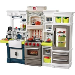 Step2 Elegant Edge Kids Kitchen Playset, Indoor/Outdoor Kitchenette, Interactive Play with Lights and Sounds, Made of Durable Plastic, Includes 78 Piece Toy Accessories, For Toddlers 3+ Years Old