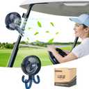 10L0L Universal Golf Cart Fan Fits Yamaha/EZGO/Club Car, Octopus Shape 360°Degree Rotational Fan, 3 Speed Adjustment, Support for Reverse Charging and Emergency Lighting-Blue