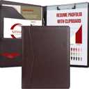 STYLIO Padfolio Folder with Removable Clipboard | Walnut (Brown) Color| Portfolio Organizer | Binder with Storage for Notebook, Notepad | Nursing Clipboard Folio | Vegan Leather (Padfolio w/ Clipboard (12.5" x 9.7" x 1"))