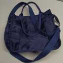 Small Tote Bag with Zipper Tote Bag for Women Nylon Satchel Hobo Bag Messenger Bag (Dark Blue)