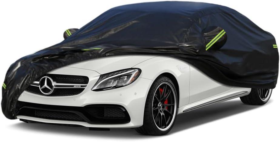 7 Layers Car Cover Custom Fit Benz C Class C300 C250 from 2004 to 2025, Outdoor Waterproof All Weather Sun Rain Dust Snow Protection with Zipper Door