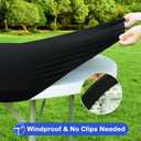 Wolkemer 4 Pack 5 Foot Black Fitted Tablecloth 60 Inch Round Elastic Edges Table Cloth, Spandex Stretch Table Cover with Machine Washable Fabric for Wedding Party Picnic Dining Indoor Outdoor