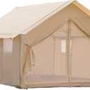 Cotton Canvas Wall Tent with Rain Canopy Waterproof Outdoor Tent for Hunting Family 4 Season Camping Tent Heavy Duty Steel Frame&PVC Floor | Cotton Canvas, Rain Canopy, Waterproof, Outdoor Tent, Hunting, Family, 12.1ft * 10.2ft * 8.3ft