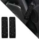 2PCS Bling Car Seat Belt Shoulder Pads, Bling Car Accessories for Women, Crystal Rhinestone Auto Seatbelt Cover, Car Interior Accessories Car Seat Belt Covers for Car (Black Diamond)