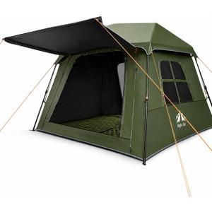 Night Cat 4 Person Pop Up Camping Tent, Blackout Cabin Tent with Vestibule & Rainfly, Waterproof Instant Easy Setup Family Tent, Dark Room Outdoor Tent for Camping, Hiking, Backyard