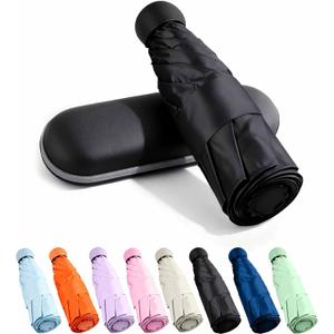 MRTLLOA Travel Essentials Mini Umbrella with Case for Purse - Small Compact & Lightweight, UV Sun Protection, Manual Open/Close for Pocket Umbrella(Women/Men/Kids)