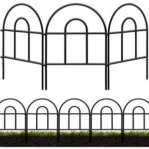 Decorative Garden Fence 32.5ft x 17in - 30 Pack Rustproof Metal No Dig Fence Animal Barrier, Arched Bed Edging Classic Style Wire Border Panel Fencing for Yard Patio Outdoor Decor, Black